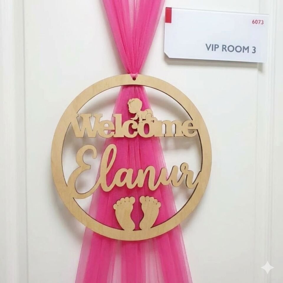 Hoş Geldin Yenidoğan Bebek Kapı Süsü Bebek Kapı Süsü