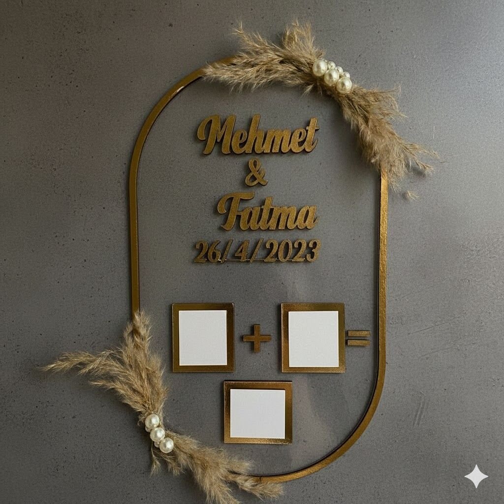 İsme Özel Nişan Hatırası Kapı Süsü Masa Üstü İsimlik Nişan Düğün