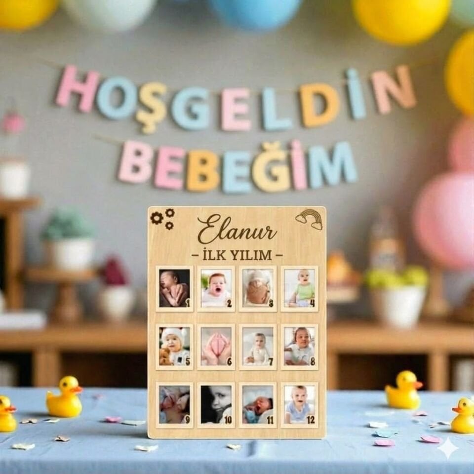 Hoş Geldin Yenidoğan Bebek Süsü Masa Üstü İsimlik