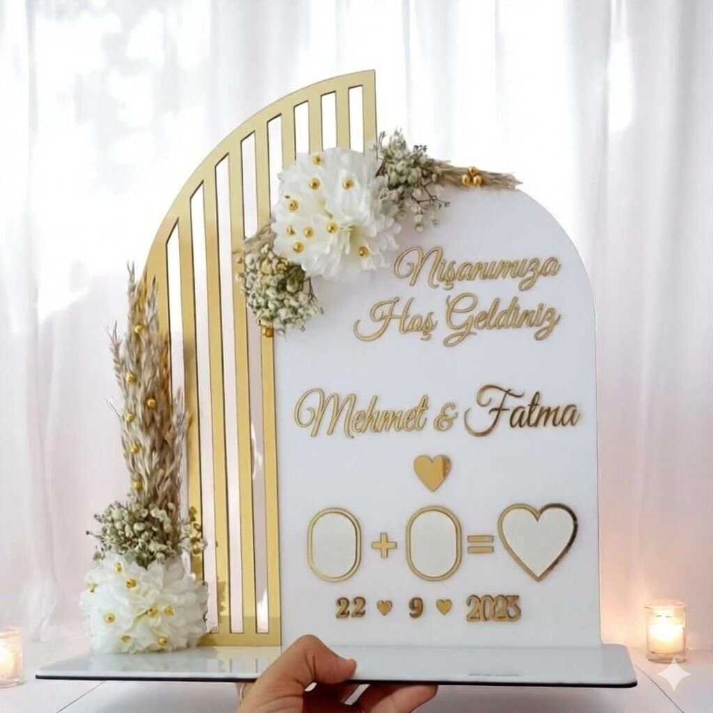 İsme Özel Nişan Hatırası Kapı Süsü Masa Üstü İsimlik Nişan Düğün