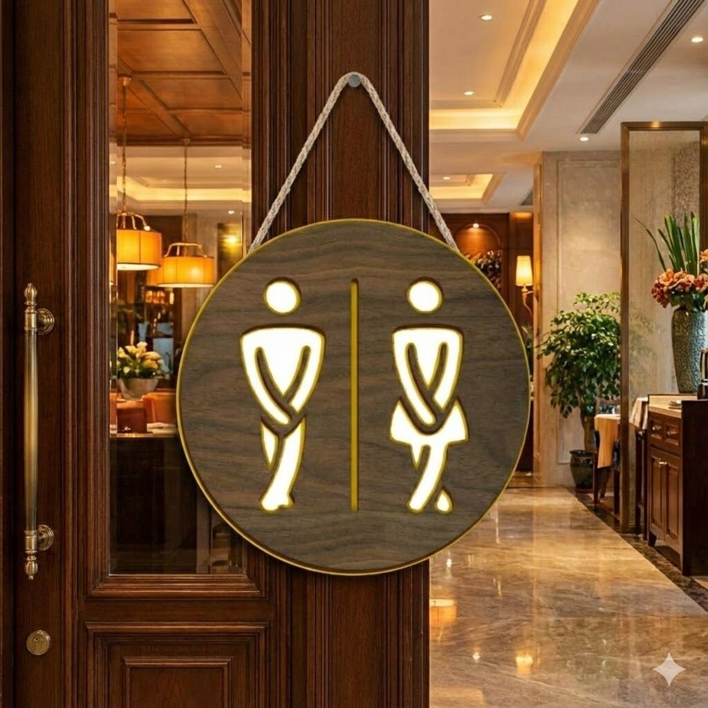 Ahşap Tuvalet Kapısı Tabelası Wc Kapı Süsü