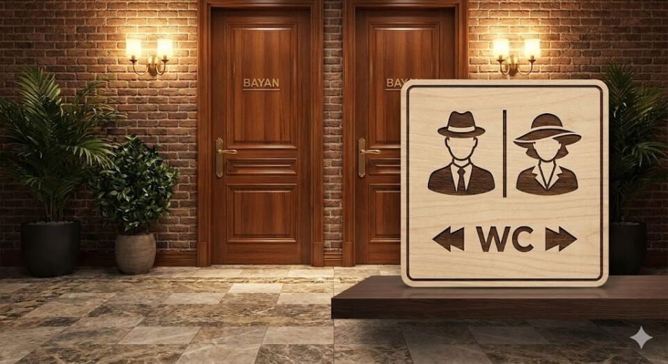 Ahşap Tuvalet Kapısı Tabelası Wc Kapı Süsü