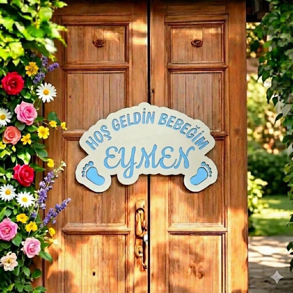 Hoş Geldin Yenidoğan Bebek Süsü İsimli Kedili Model Pembe Mavi
