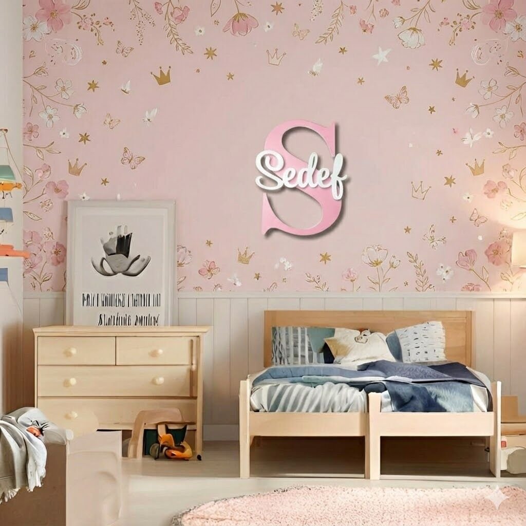 Çocuk Odası Kapı Süsü Duvar Süsü Harfli İsme Özel Süs