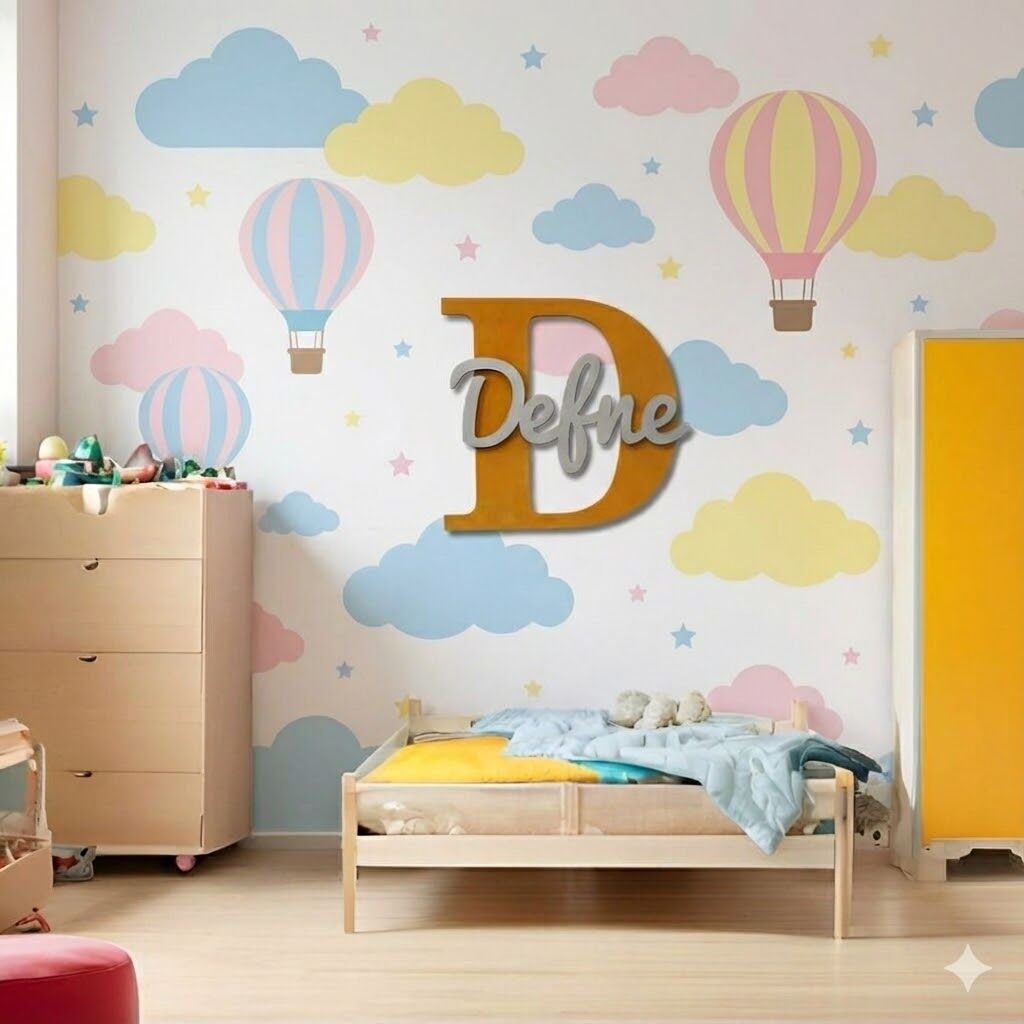 Çocuk Odası Kapı Süsü Duvar Süsü Harfli İsme Özel Süs