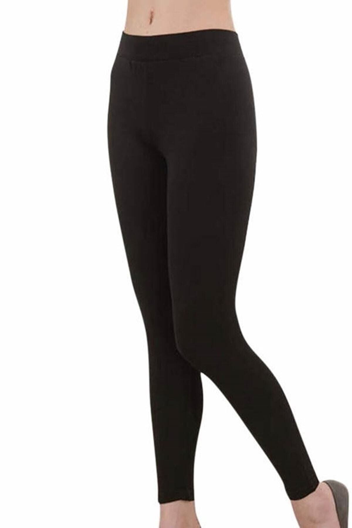 Kadın Siyah Penye Düz Tayt Siyah