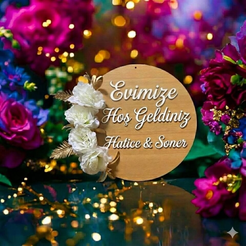 İsme Özel Evimize Hoşgeldiniz Kapı Süsü Güllü Model