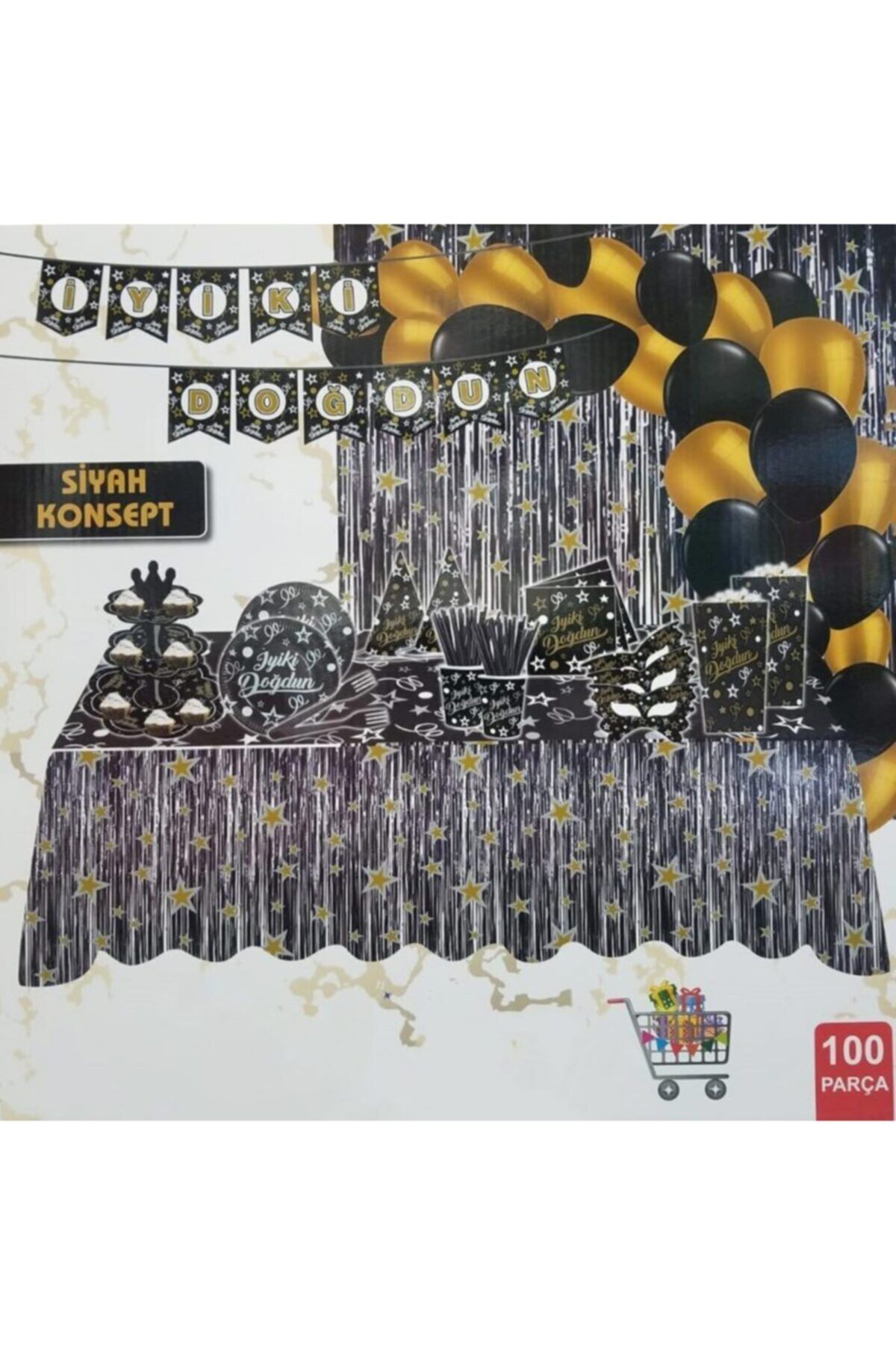 Doğum Günü Parti Seti Altın Konsept 100 Parça Gold
