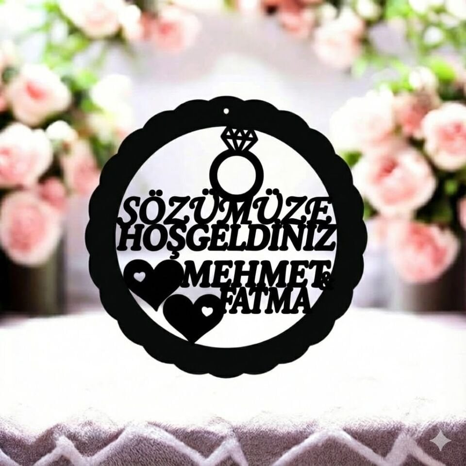 İsme Özel Söz Hatırası Kapı Süsü Nişan Düğün Kına