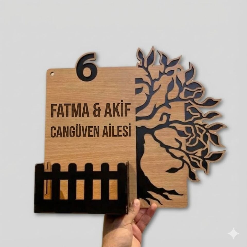 İsme Özel Yaşam Ağacı Desenli Kapı Süsü Kapı Aksesuarı