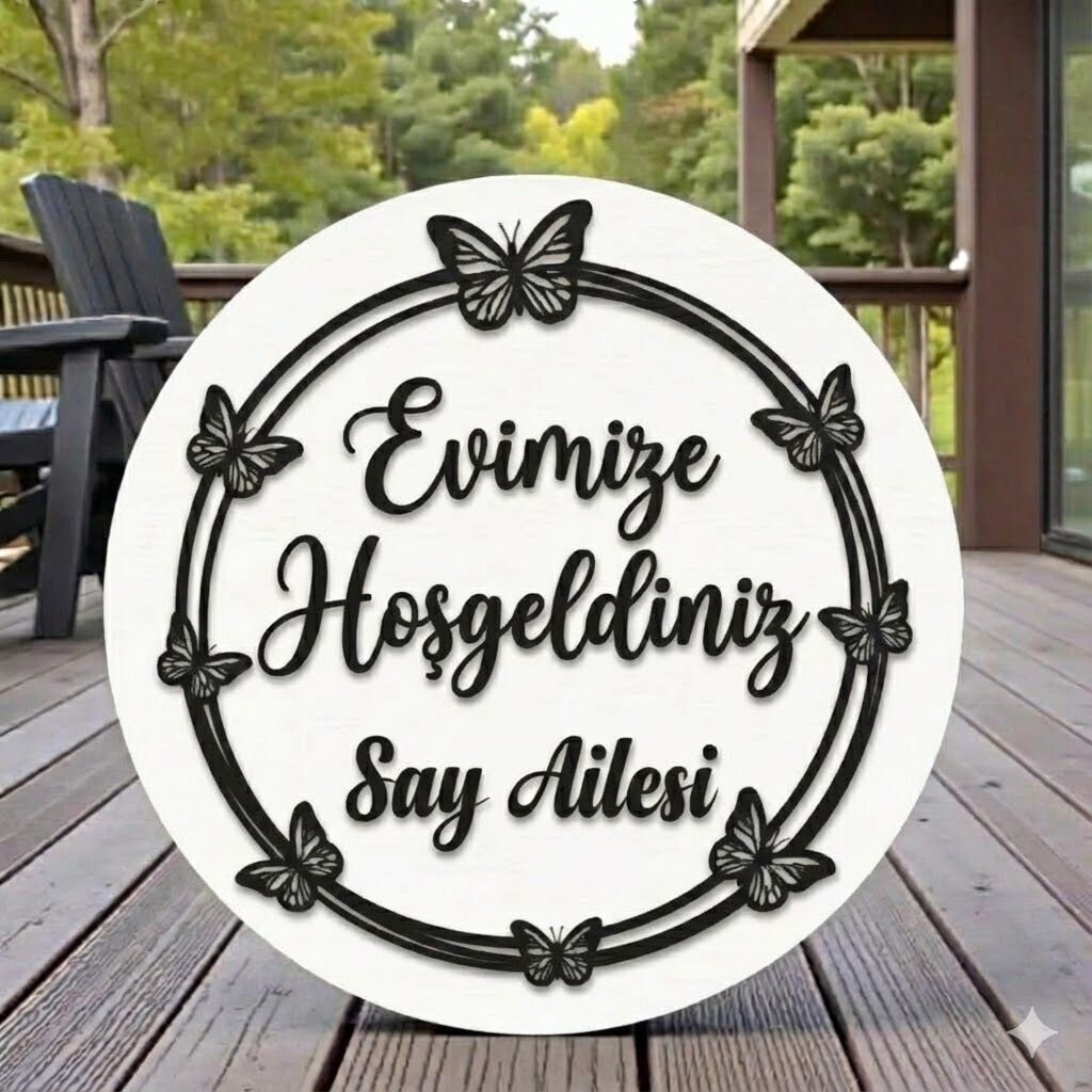 Evimize Hoşgeldiniz İsimli Kapı Süsü 28 Cm Beyaz