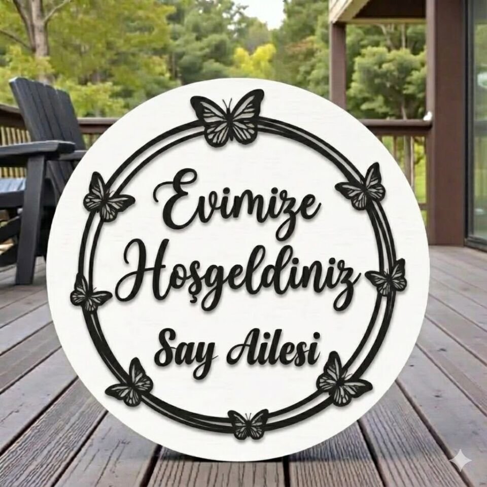 Evimize Hoşgeldiniz İsimli Kapı Süsü 28 Cm Beyaz